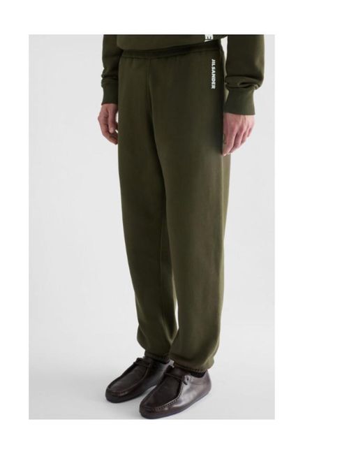 Jil Sander Green Cotton Terry Sweatpants for men
