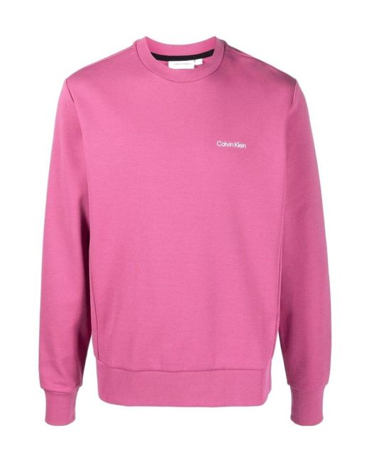 Calvin Klein Pink Round-Collar Long-Sleeve Hoodie for men