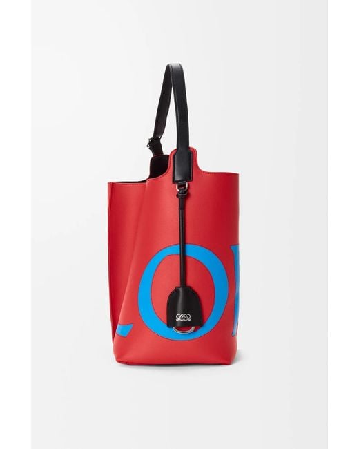 Loewe Red Large Bilbao Logo-Print Bucket Bag