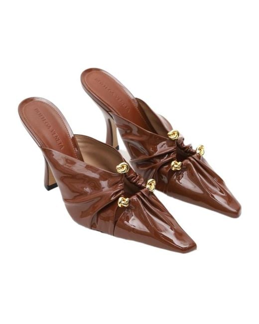 Bottega Veneta Brown Bunnie Heeled Mules
