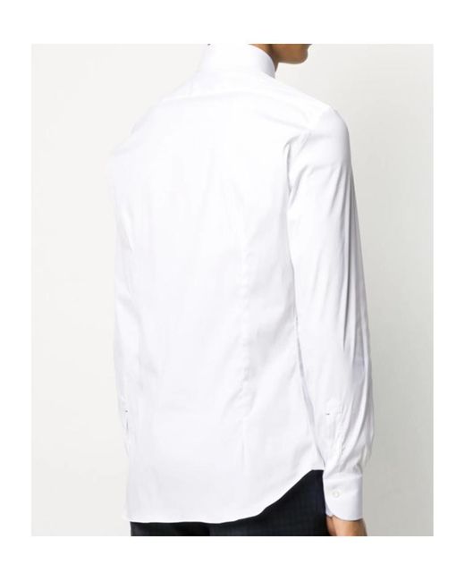 Mazzarelli White Lapel Long Sleeve Shirt for men