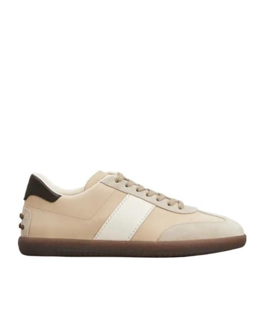 Tod's Natural Low Top Lace-Up Sneakers for men