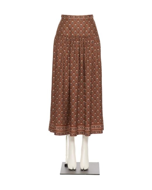 Valentino Brown Patterned Skirt