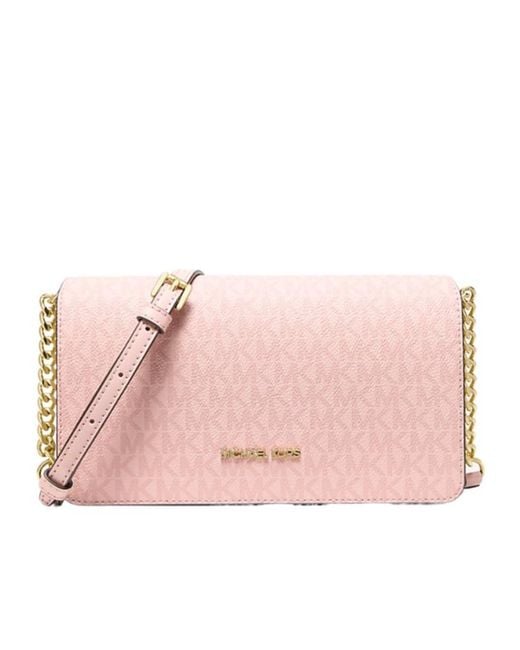 Michael Kors Pink Jet Set Medium Signature Logo Crossbody Bag