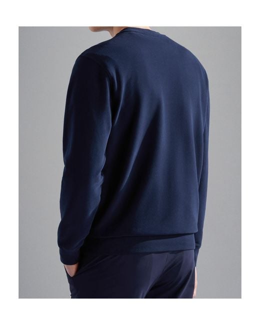 Paul & Shark Blue Logo Printed Crewneck Sweatshirt for men