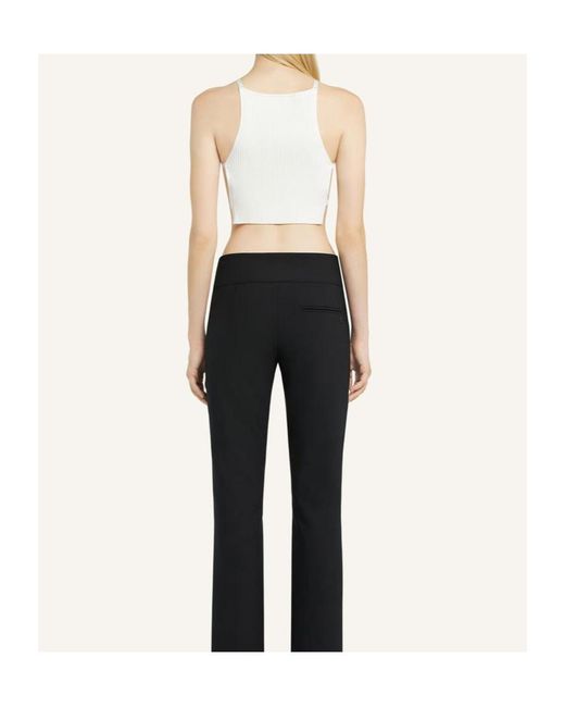 Courreges White Courrèges Logo Embroidered Ribbed-Knit Cropped Top