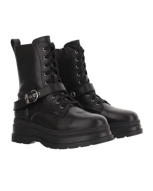 Pinko Black Buckled Lace-Up Boots