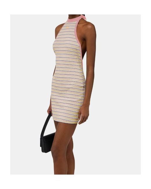 Amiri Natural Ribbed Striped Knitted Dress