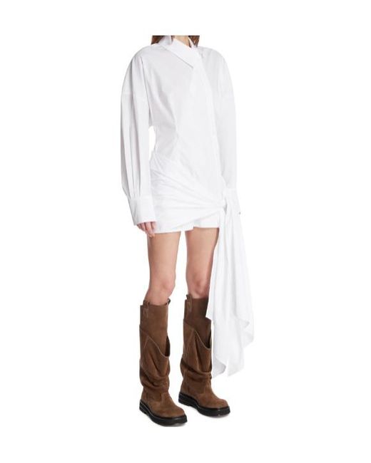 The Attico White The Strapped Shirt Dress