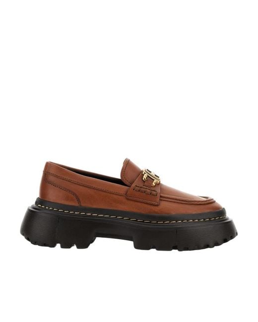 Hogan Brown H619 Slip-On Loafers