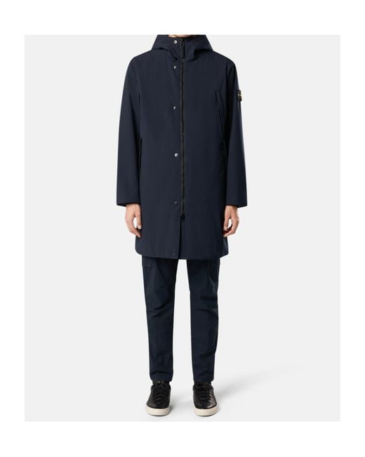 Stone Island Blue Windproof And Waterproof Padded Parka Coat for men