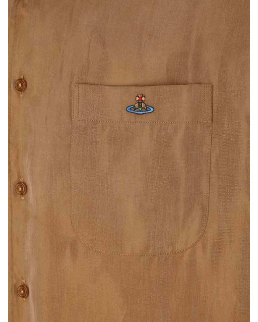 Vivienne Westwood Brown Orb Embroidered Shirt for men