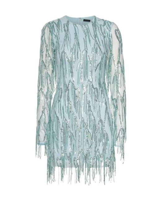 ROTATE BIRGER CHRISTENSEN Blue Long Sleeve Mini Dress