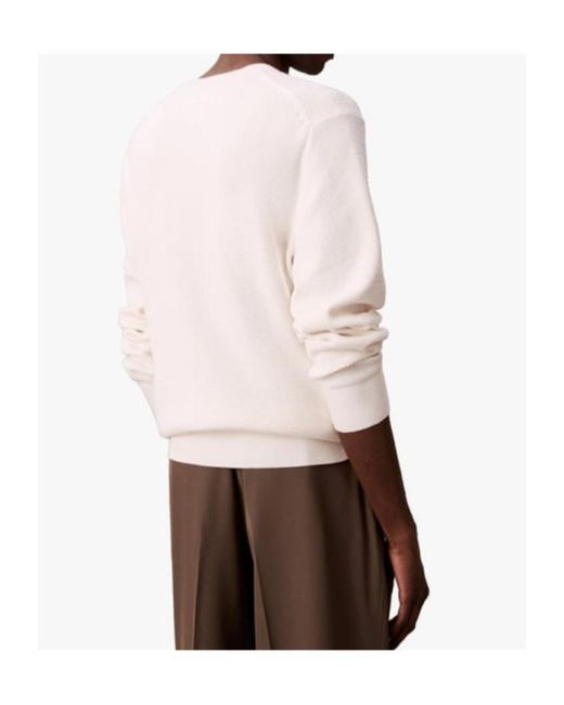 Calvin Klein White Textured Crewneck Sweater for men