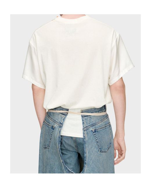 Maison Margiela White Floral Printed V-Neck T-Shirt for men