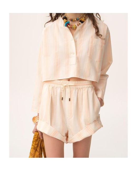 Chloé Natural Chloé Turn-Up Drawstring Shorts