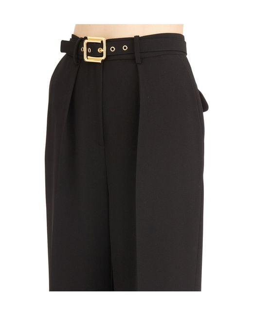 Elisabetta Franchi Black Belt Detailed Lightweight Crêpe Trousers