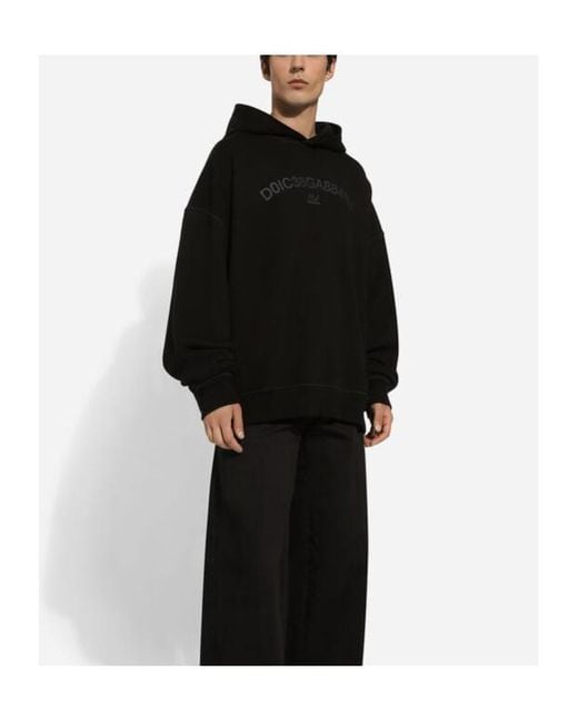 Dolce & Gabbana Black Logo Printed Hoodie for men