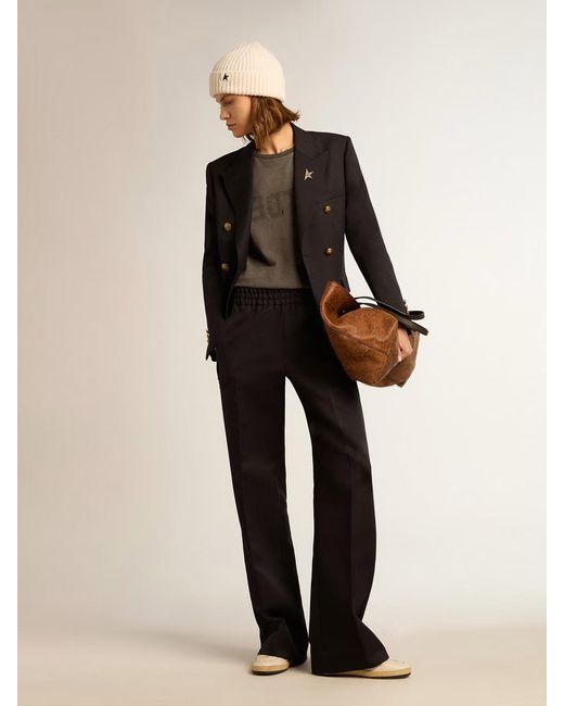Golden Goose Deluxe Brand Black Logo Detailed Trousers