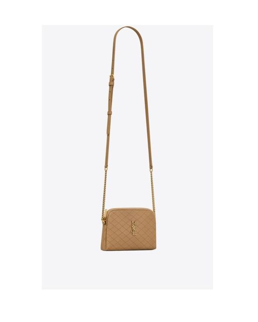 Saint Laurent White Gaby Quilted Chain Pouch