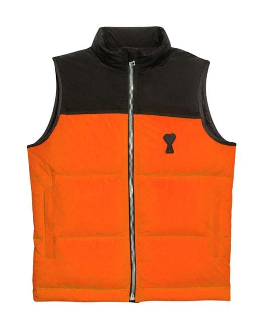 AMI Orange Ami De Coeur Padded Gilet for men