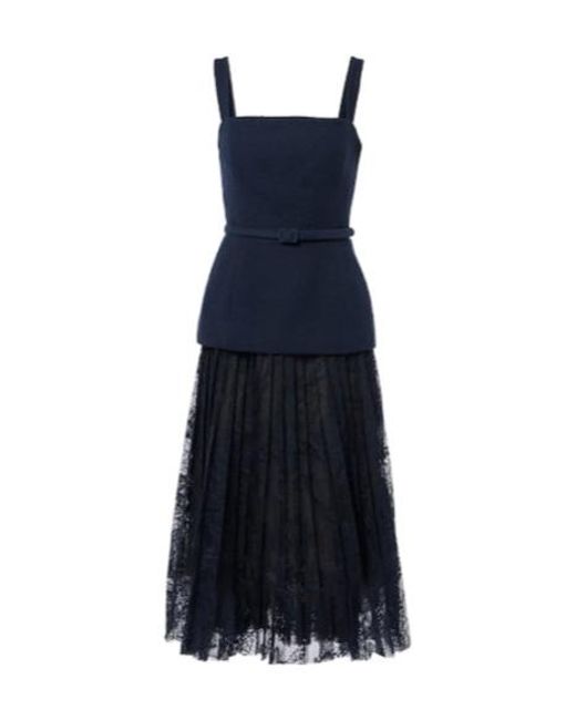 Oscar de la Renta Blue Cotton-Blend Tweed And Guipure Maxi Dress