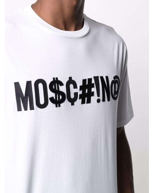Moschino White Symbols Logo-Embroidered Boxy T-Shirt for men