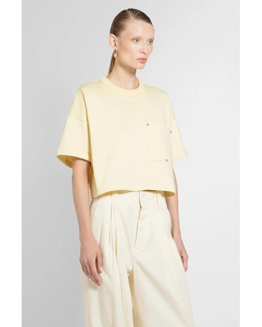 Bottega Veneta Natural Cropped Crewneck T-Shirt