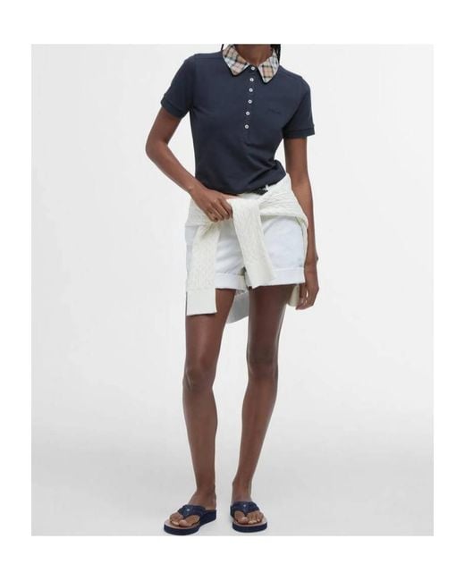 Barbour Blue Malvern Tartan Collar Polo Shirt
