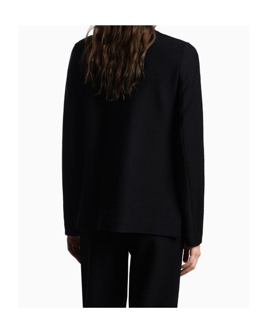 Emporio Armani Black Asymmetric-Fastening Crewneck Jacket