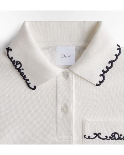 Dior White Embroidered Polo Shirt
