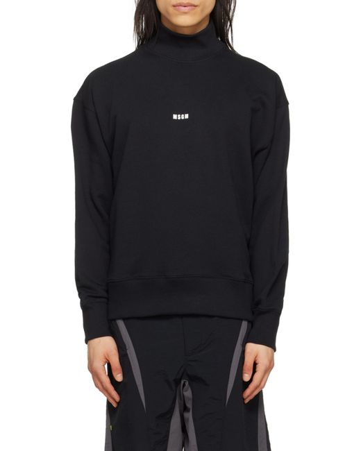 MSGM Black Logo Printed High Neck Sweatshirt for men