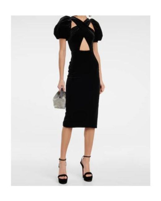 Christopher Kane Black Wrap Velvet Midi Dress
