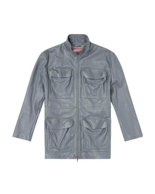 DIESEL Blue L-Wen Leather Field Jacket