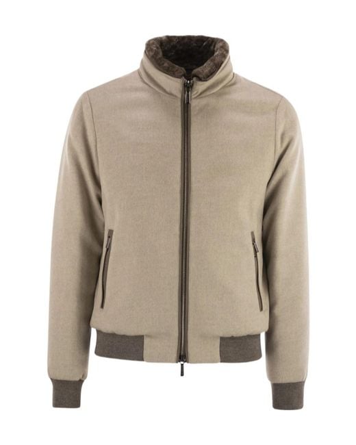 Moorer Natural Padded Bomber Jacket for men