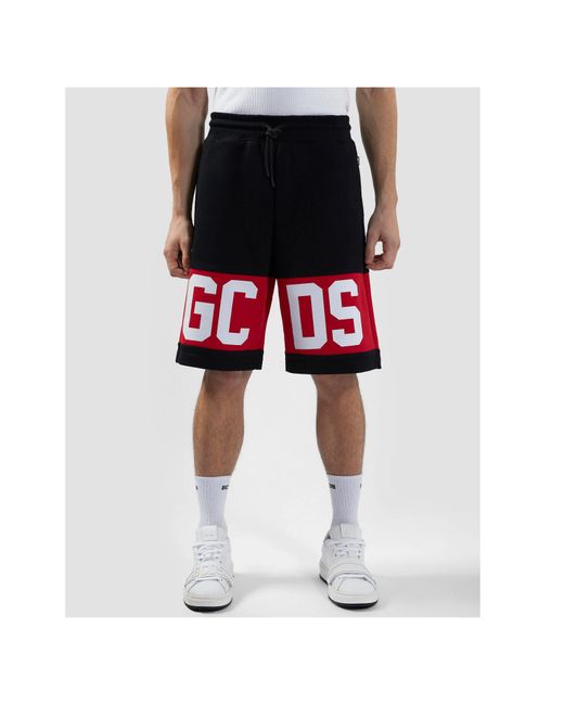 Gcds Red Logo Band Drawstring Shorts for men