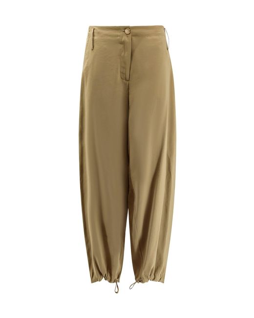 Alysi Green Drawstring Hem Utility Pants