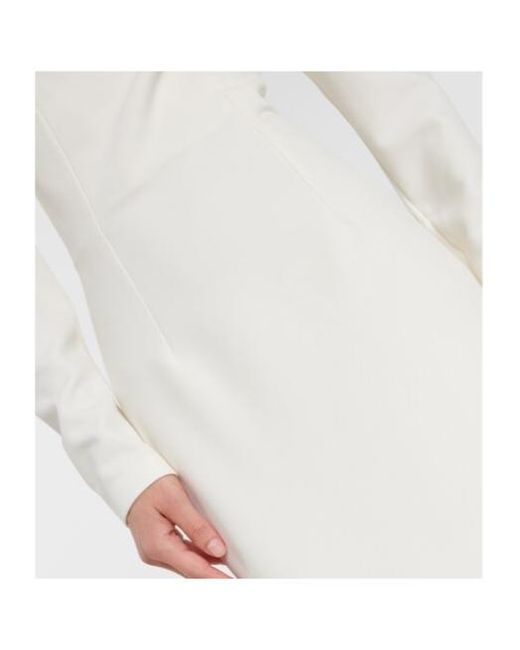 Safiyaa White Bridal Starlana Feather-Trimmed Crêpe Gown