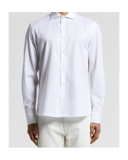 Peserico White Long-Sleeved Button-Up Shirt for men