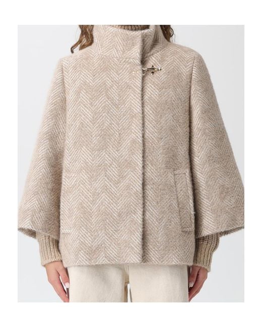 Fay Natural Hook-Closure Cape Coat