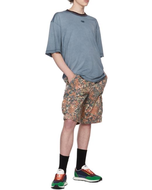 DIESEL Gray Camouflage Printed Shorts for men
