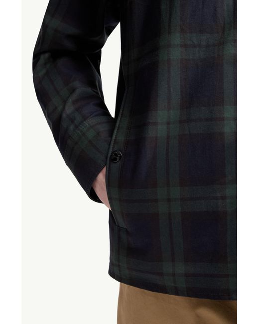 Moncler Blue Checkered Collared Zip-Up Jacket for men