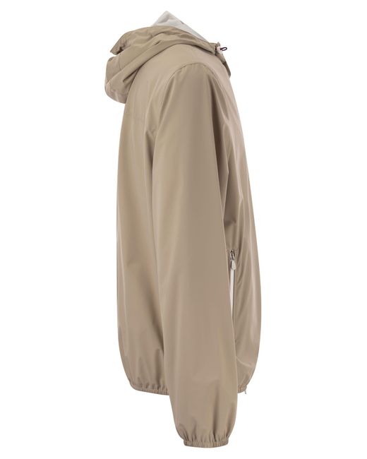 Brunello Cucinelli Brown Logo-Embroidered Zipped Hooded Windbreaker for men