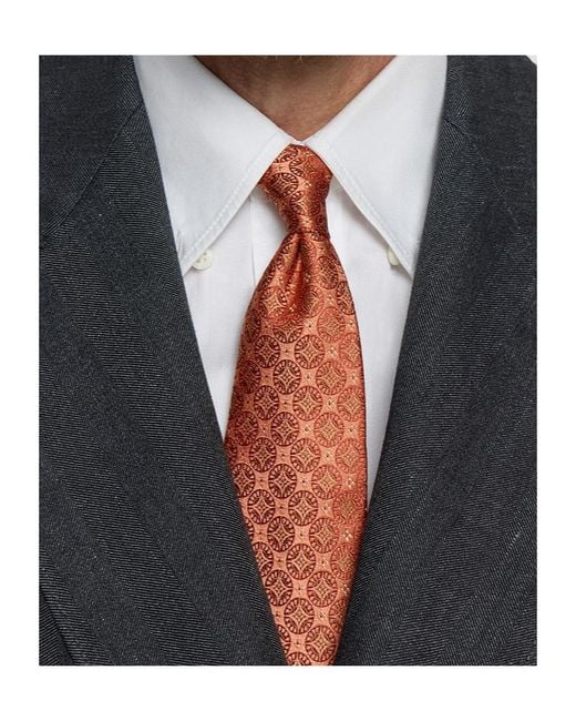 Brunello Cucinelli White Geometric-Patterned Silk Tie for men