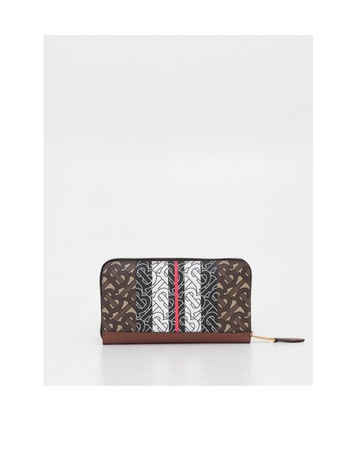 Burberry Multicolor Monogram Stripe E-Canvas And Leather Ziparound Wallet