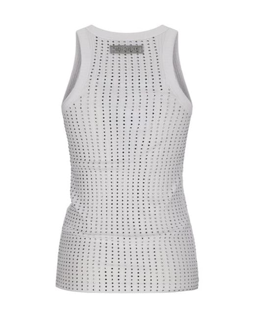 The Attico Gray Rhinestone-Embellished Tank Top