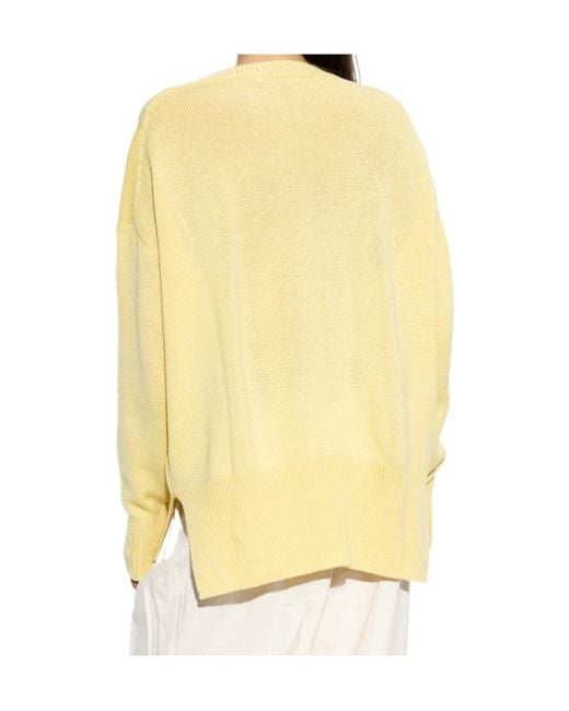 Jil Sander Yellow Relaxed Crew-Neck Knitted Sweater