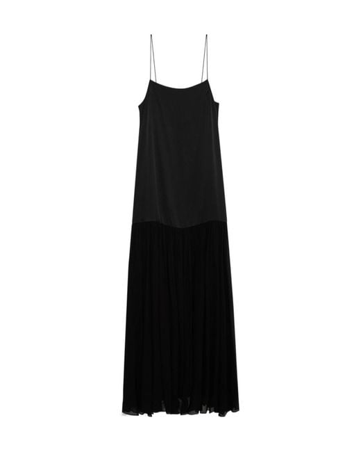 Anine Bing Black Clementine Pleated Maxi Dress
