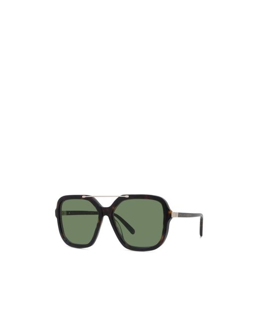 Stella McCartney Green Eyewear Navigator Frame Sunglasses