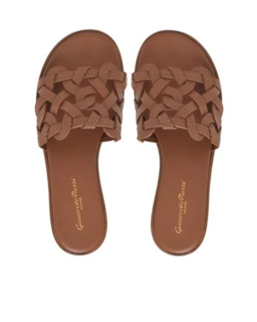 Gianvito Rossi Brown Amalfi Interwoven Round Toe Sandals